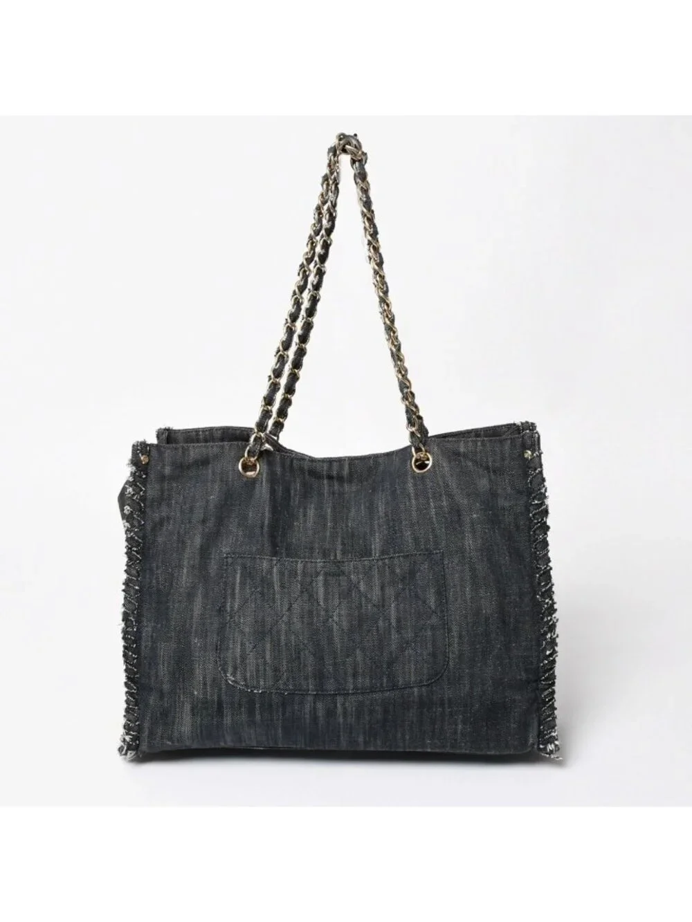 Chanel Chain Tote Bag Night Flight Embroidery CC Logo Denim